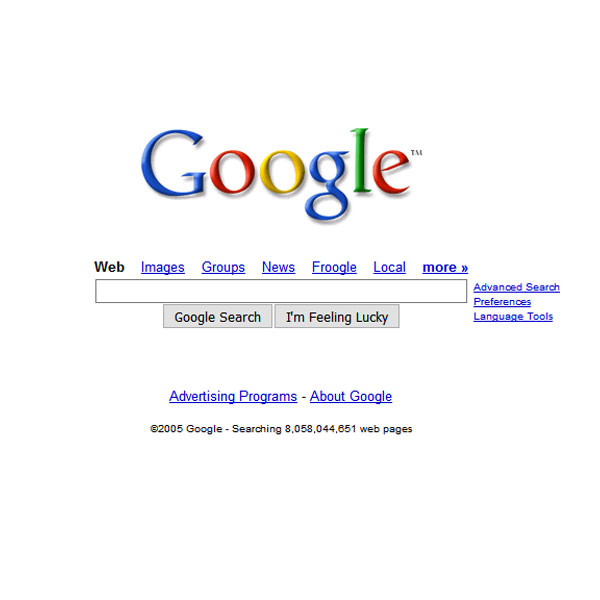 Google giriş sayfası-2005